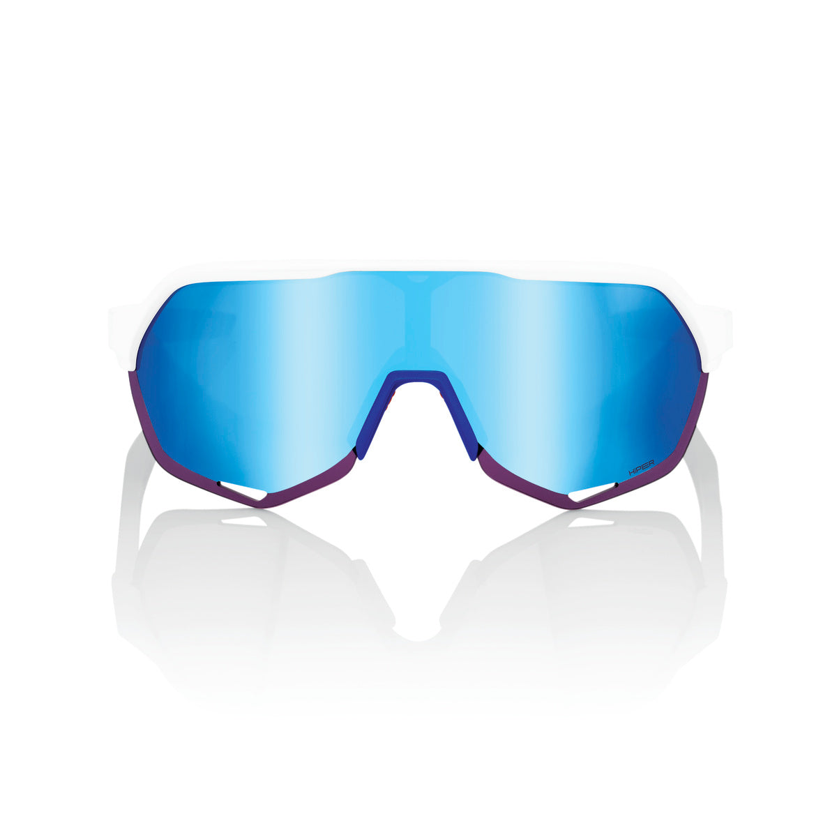 S2 - TotalEnergies Team Matte White / Metallic Blue - HiPER Blue Multilayer Mirror Lens